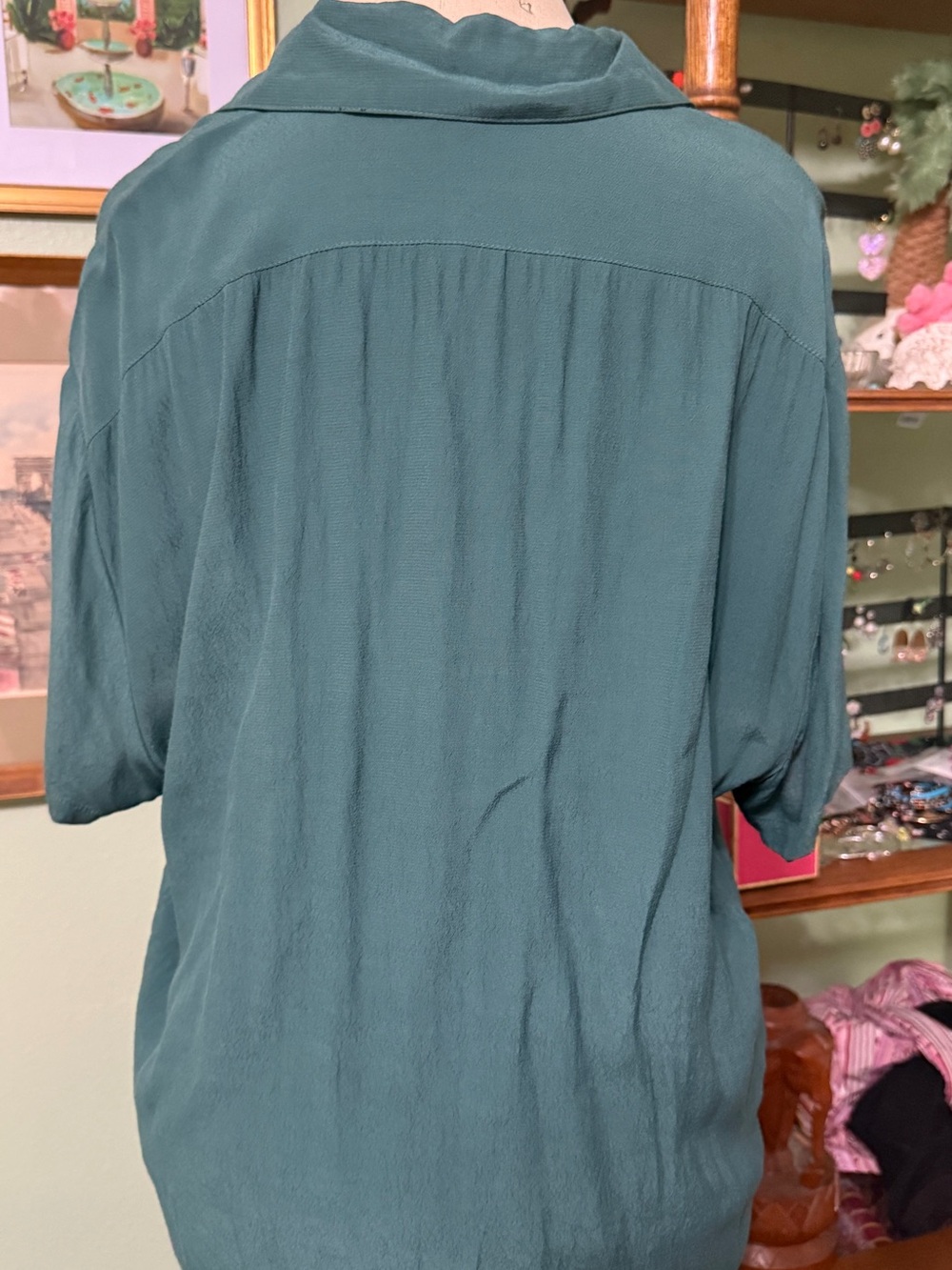 Trashy Diva Teal Button-Front Top with Embroidered Birds - Picture 2 of 8
